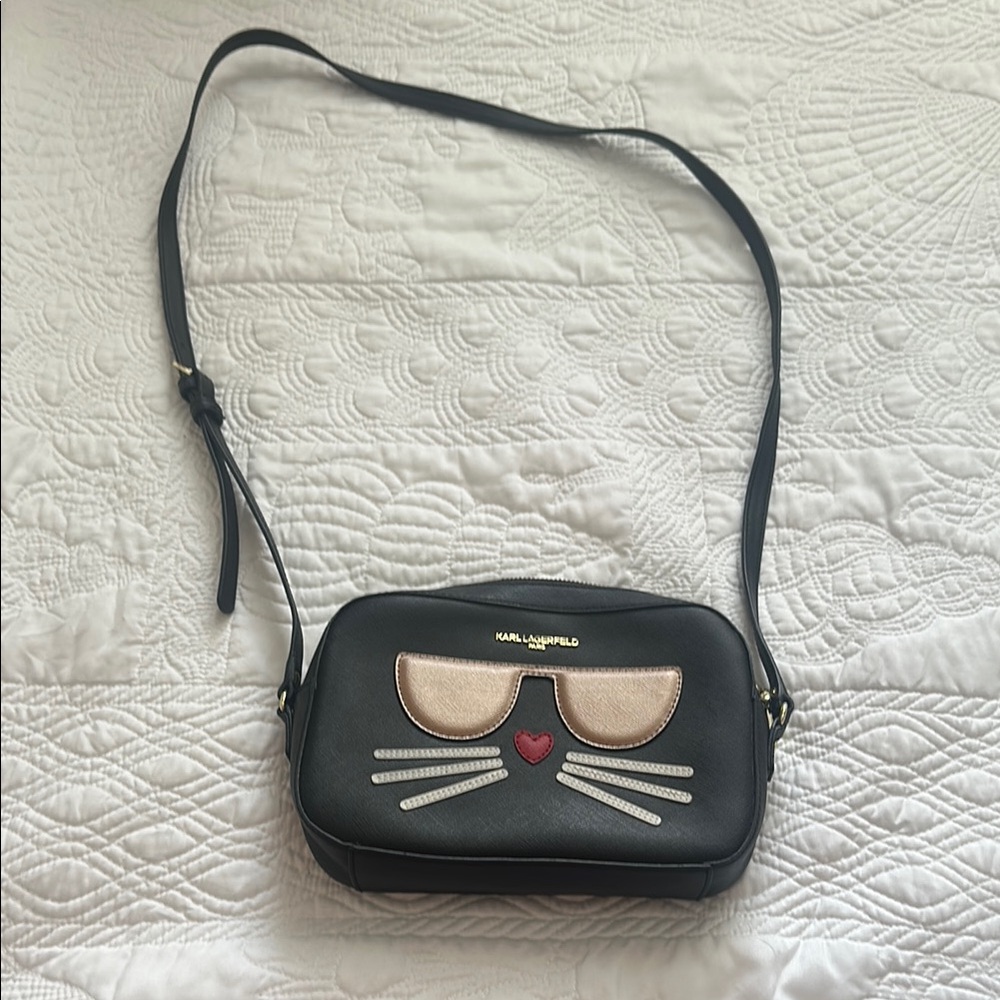Karl Lagerfeld Black Cat Crossbody handbag NWOT